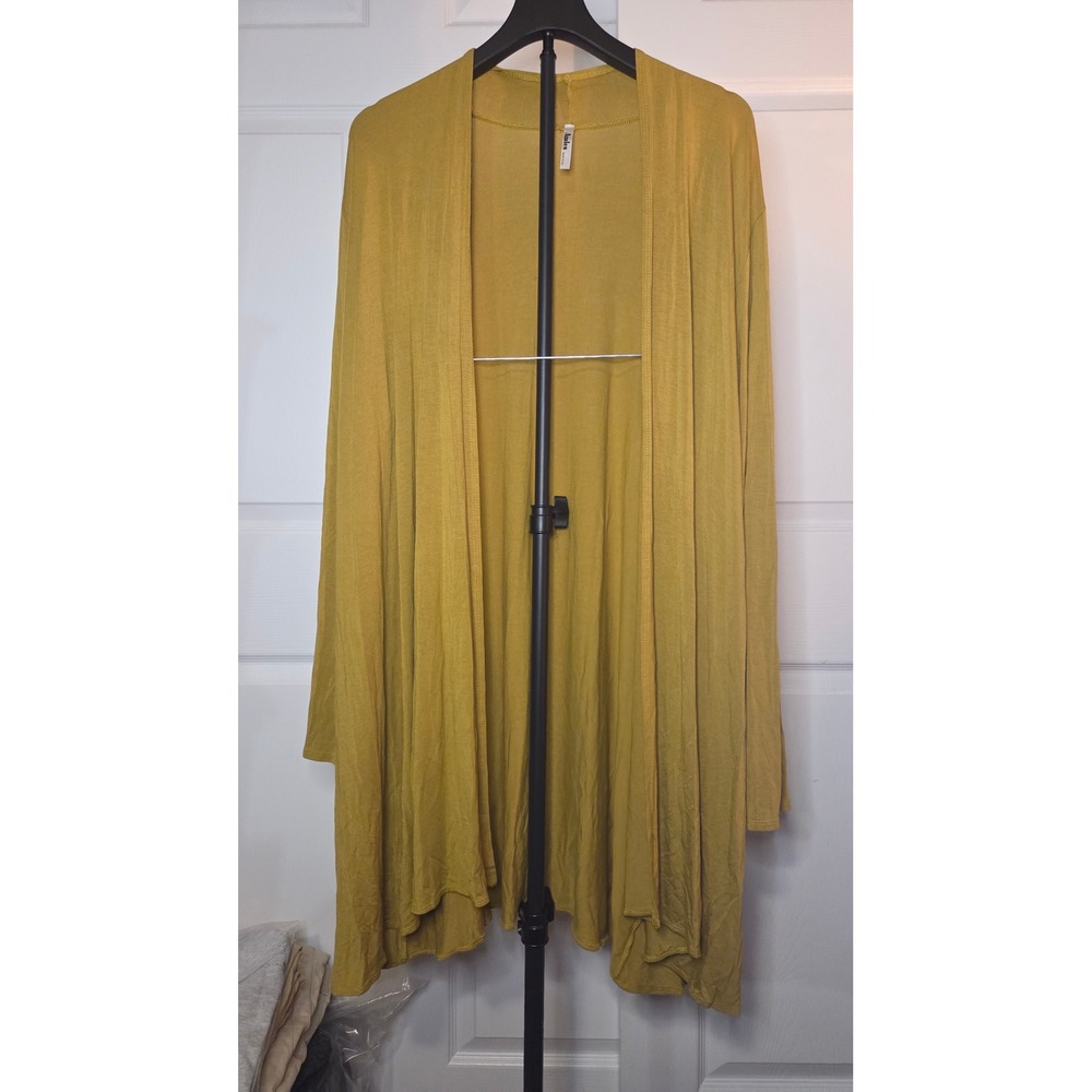 Azules Womens Mustard Yellow Open Front Longline Cardigan Duster 2XL